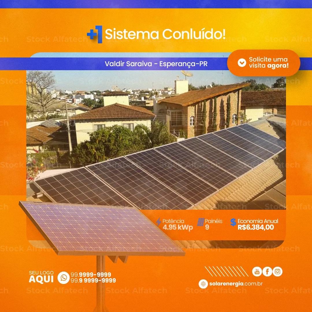 Economize todos os meses com energia solar em Psd flyer 100% editável