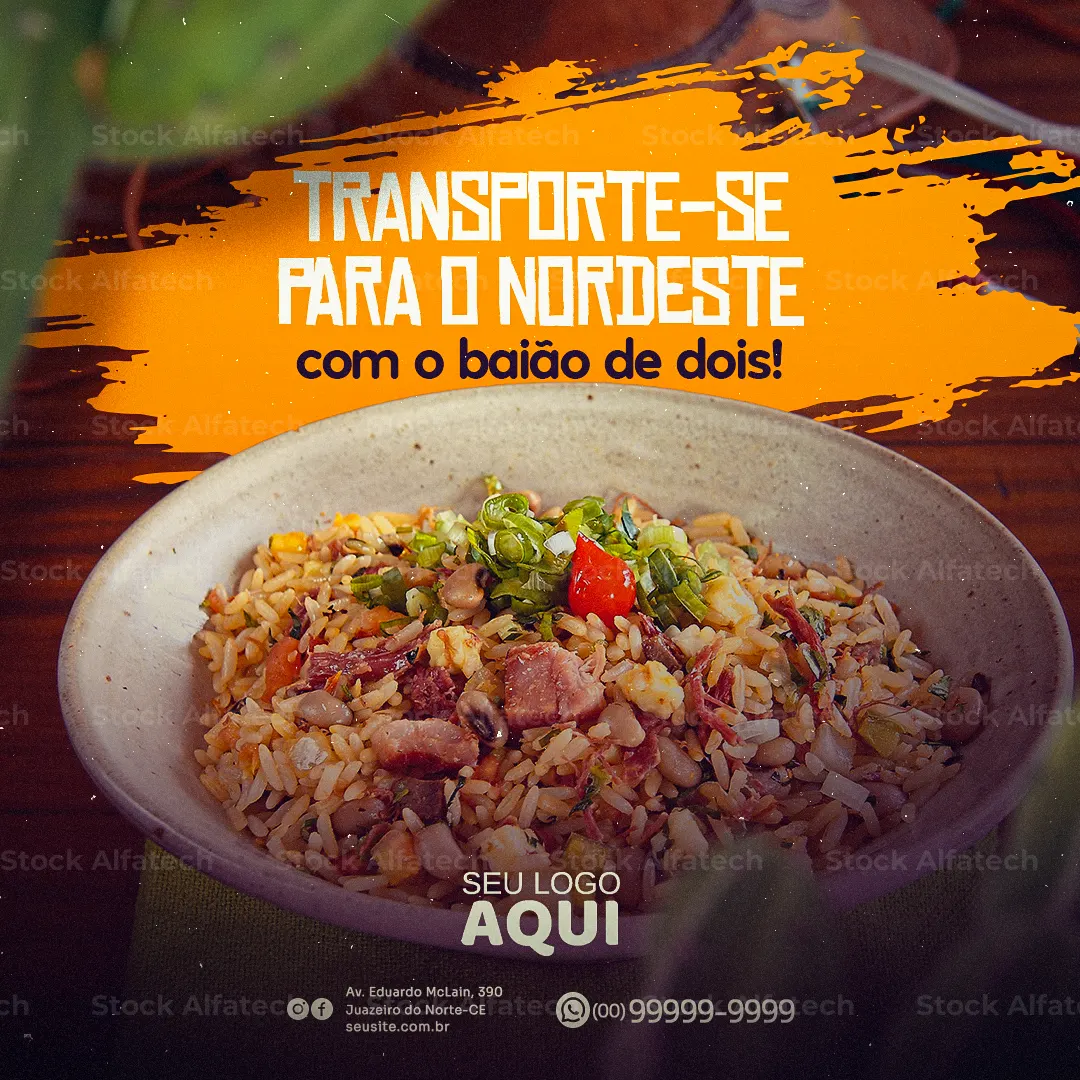 Almoço regional com baião de dois — Psd flyer 100% editável