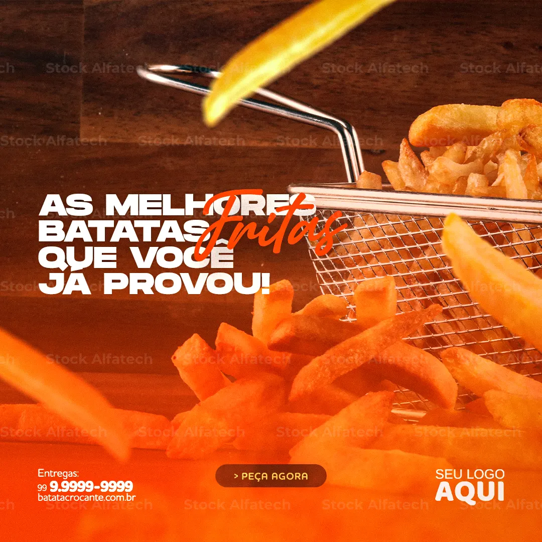 Psd flyer 100% editável com chamada para batata frita recheada