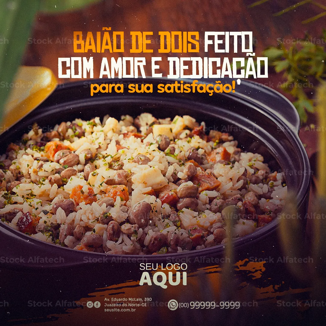 Baião de dois com queijo coalho em Psd flyer 100% editável