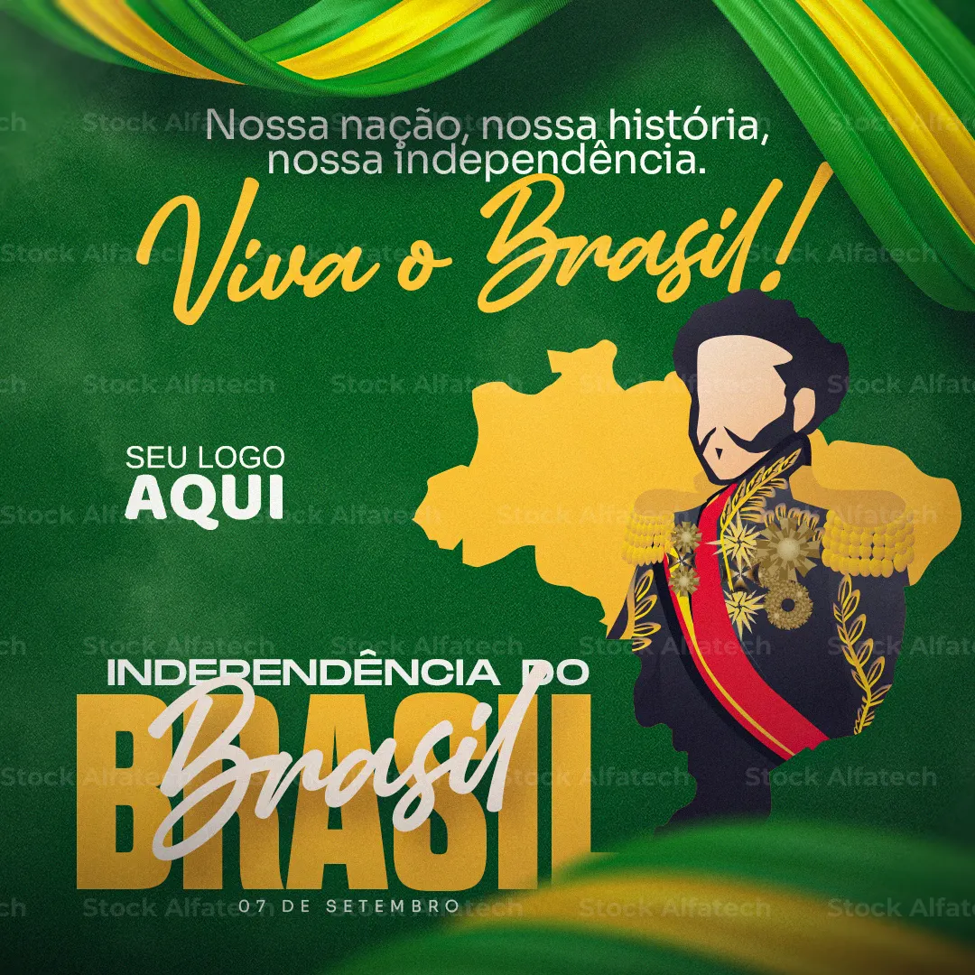 Independência do Brasil com bandeira nacional — Psd flyer 100% editável
