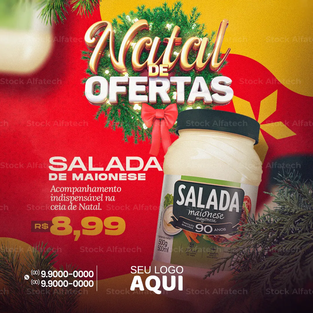 Natal no mercado com produtos em promoção em Psd flyer 100% editável
