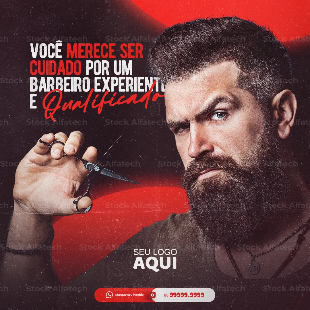 Seu visual merece uma barbearia de respeito em Psd flyer 100% editável