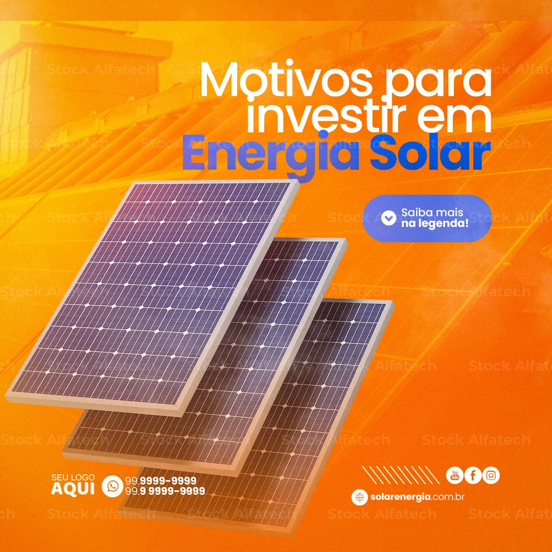 Psd flyer 100% editável para divulgar energia solar sustentável