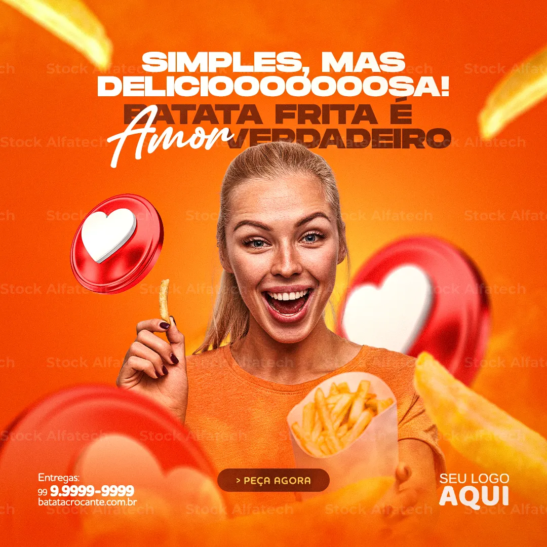 Psd flyer 100% editável para batata frita com entrega rápida