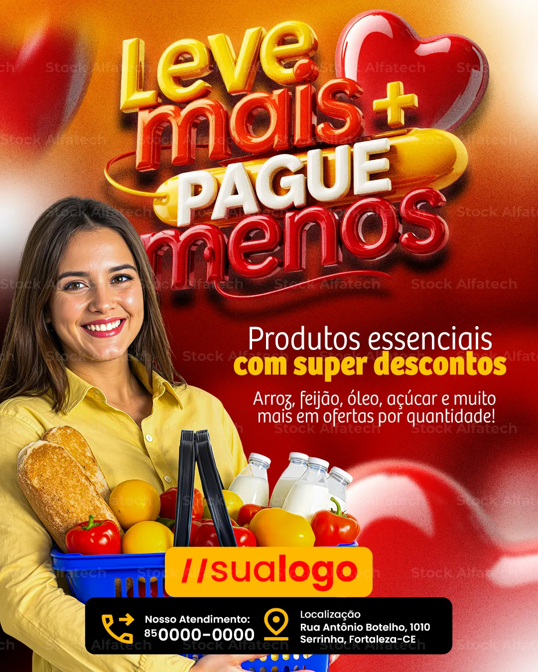 Leve mais e pague menos com campanha forte para supermercado — Psd feed 100% editável