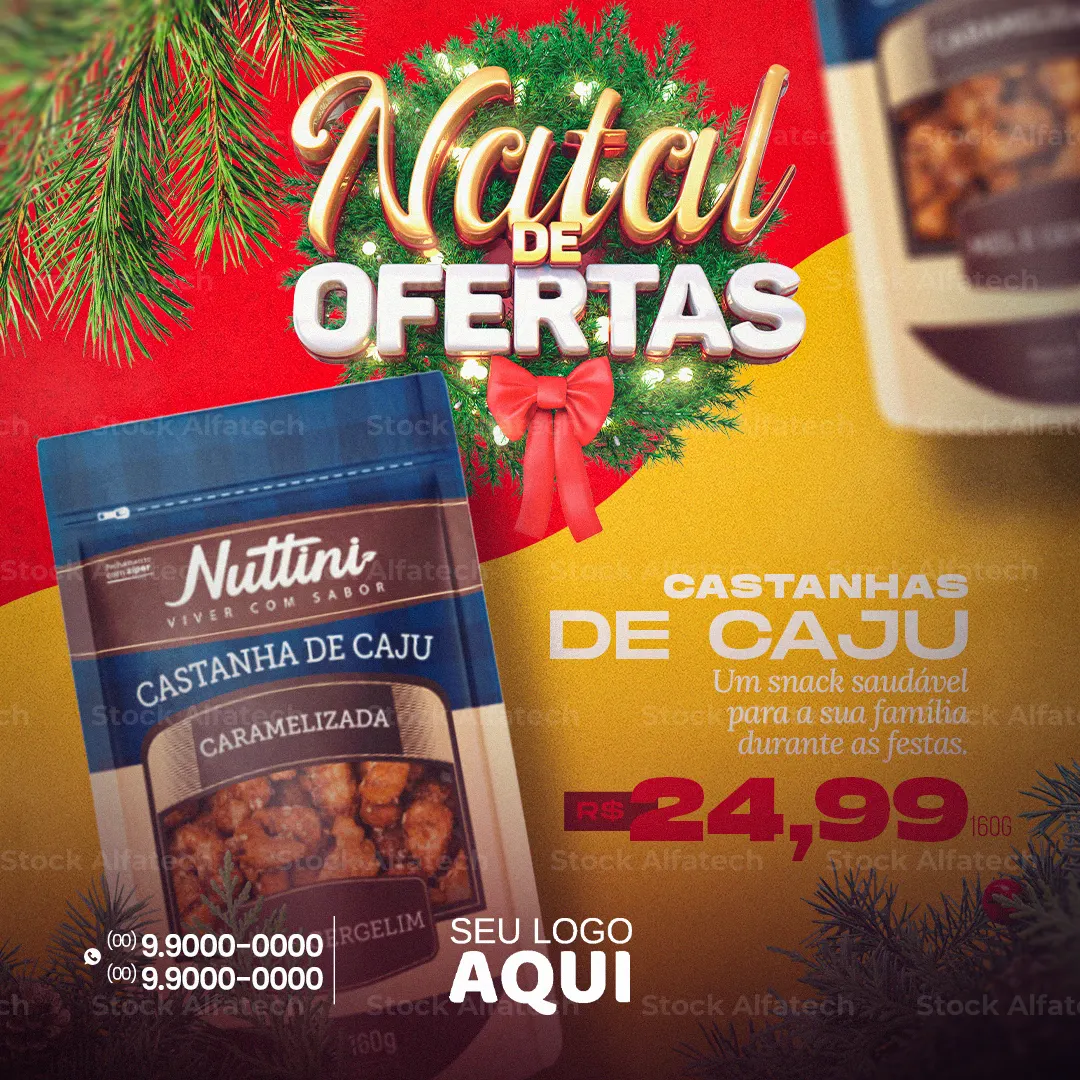Supermercado com ofertas especiais de Natal em Psd flyer 100% editável