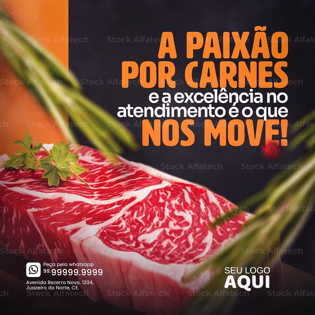 Psd flyer 100% editável para promoção de picanha e carnes nobres