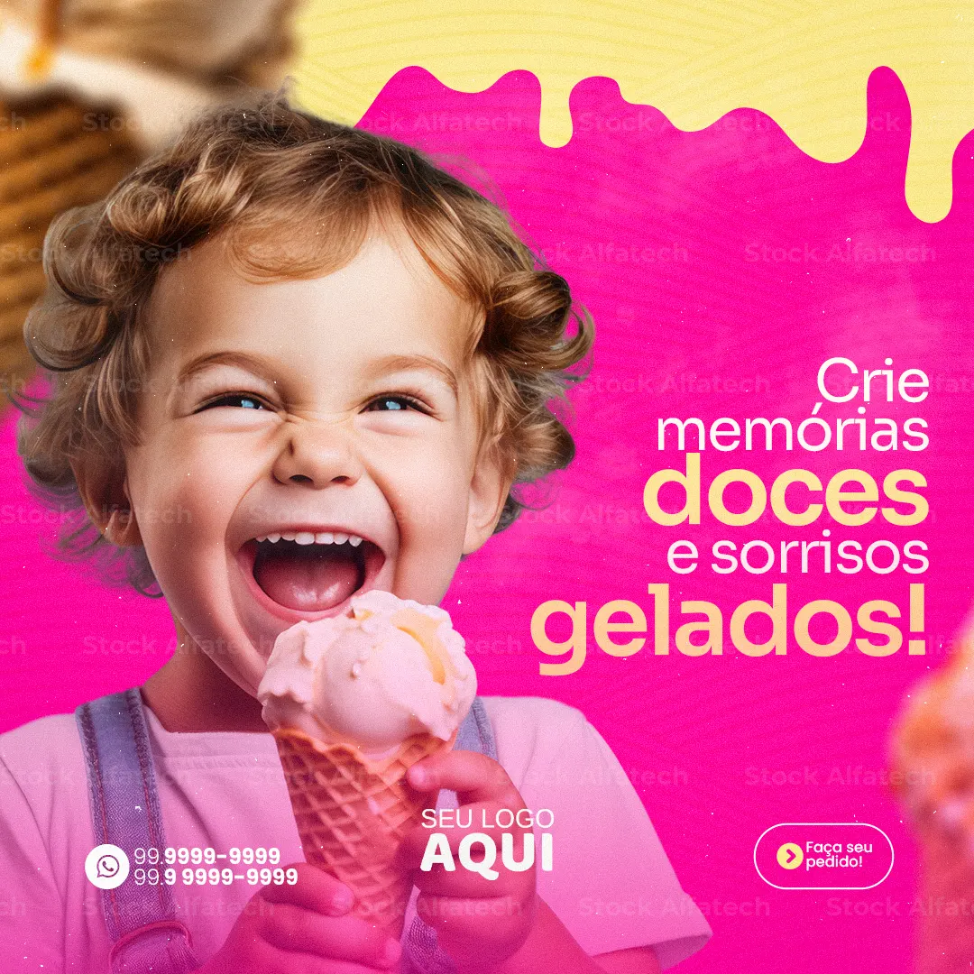 Psd flyer 100% editável para sorveteria com atendimento especial