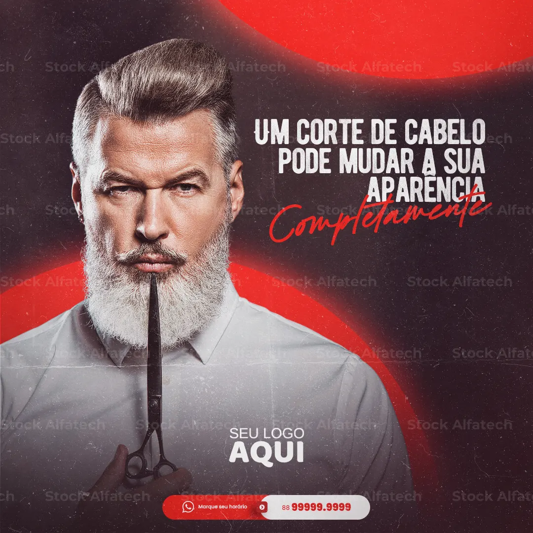 Barba, cabelo e sobrancelha — Psd flyer 100% editável para divulgação