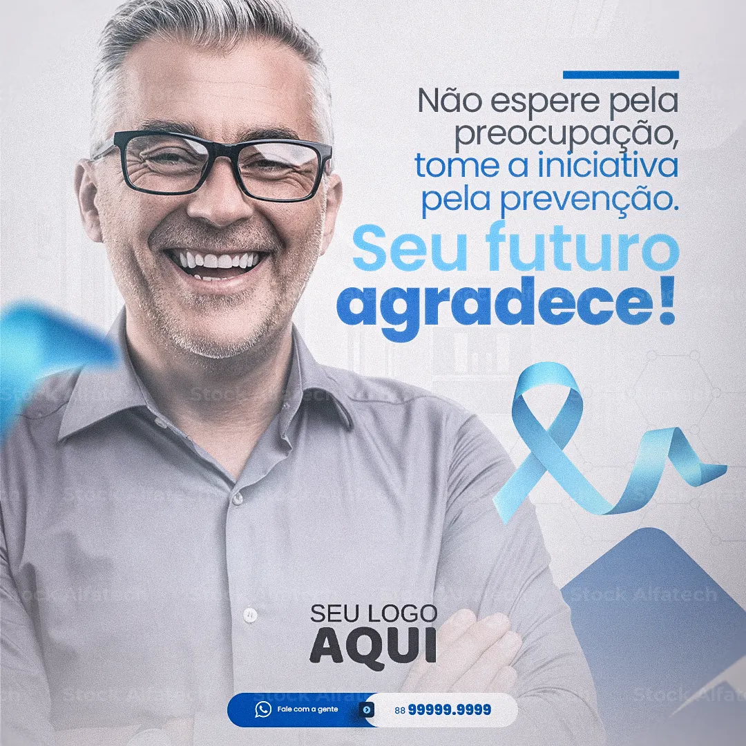 Novembro Azul com arte masculina e institucional em Psd flyer 100% editável