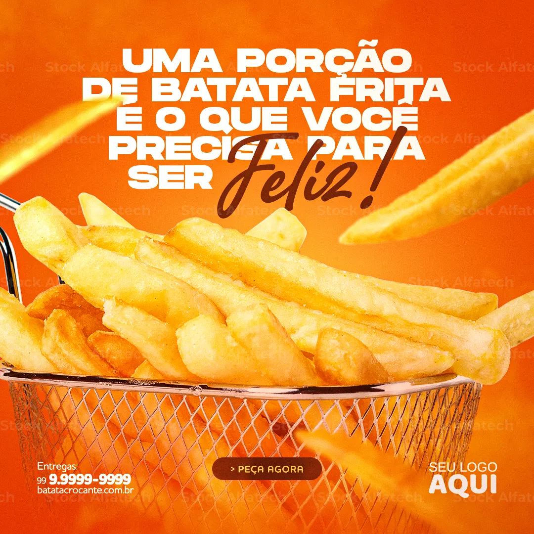 Batata frita perfeita para acompanhar seu lanche em Psd flyer 100% editável