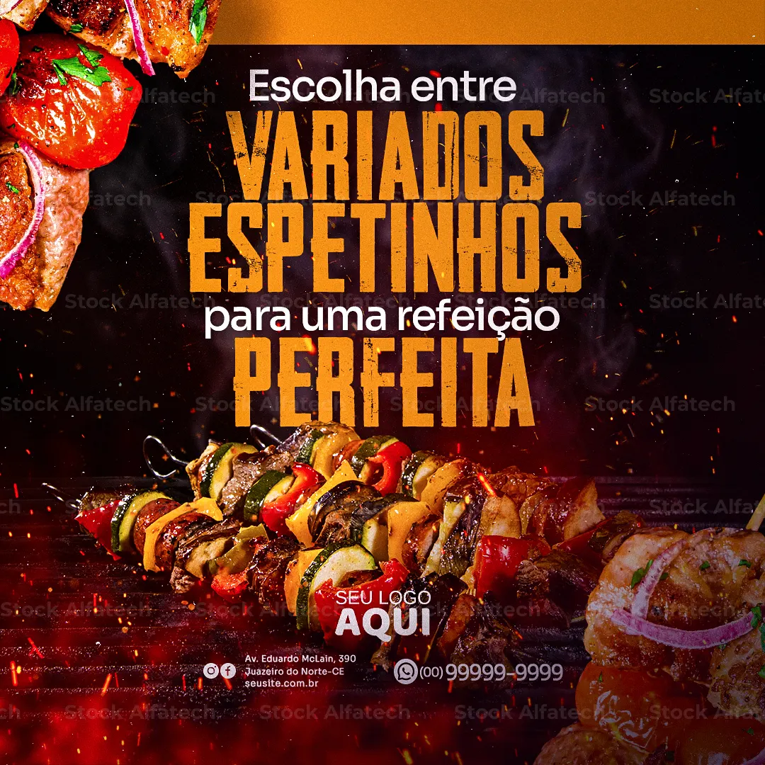 Psd flyer 100% editável para espetinho com molho especial