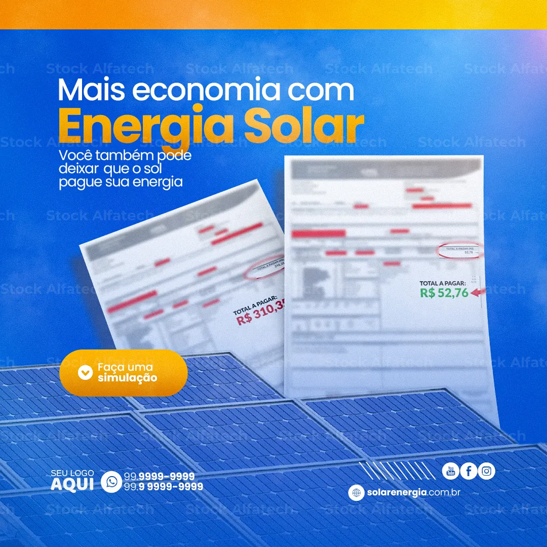 Psd flyer 100% editável para energia solar residencial