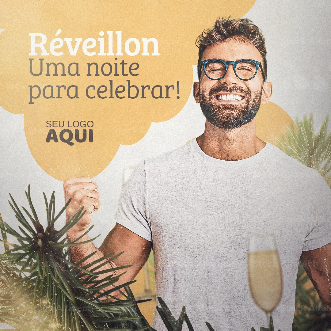 Réveillon com festa, brilho e boas vibrações — Psd flyer 100% editável