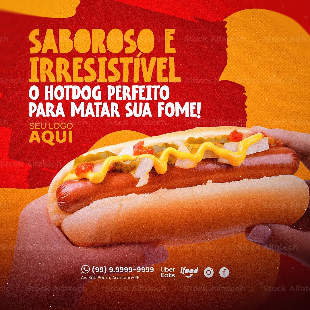 Hotdog completo para delivery em Psd flyer 100% editável