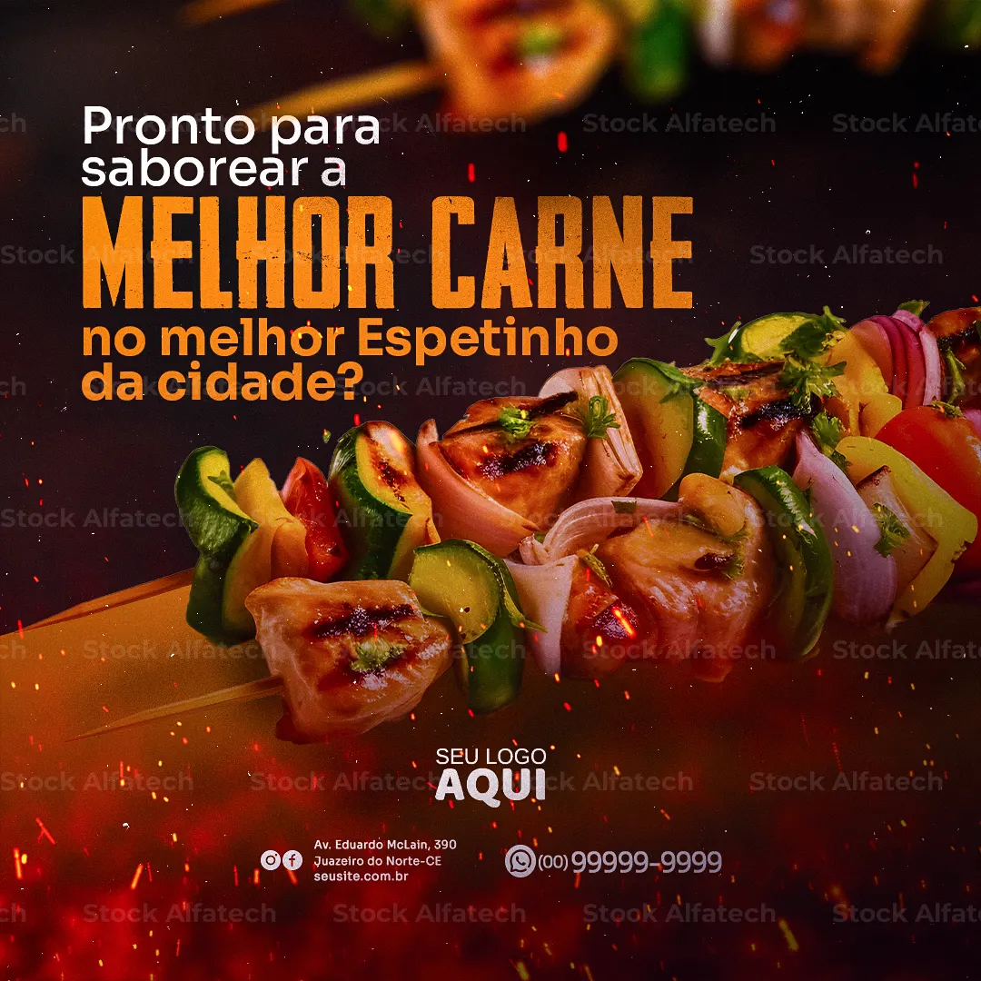 Churrasquinho quentinho e bem temperado — Psd flyer 100% editável