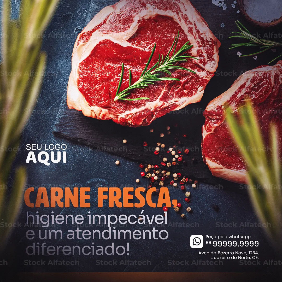 Psd flyer 100% editável com oferta para carne de primeira