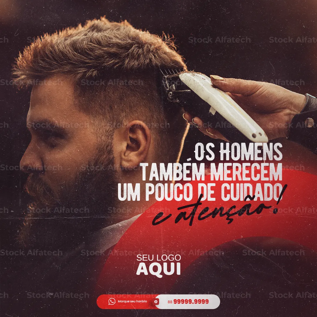 Atendimento masculino completo na barbearia — Psd flyer 100% editável
