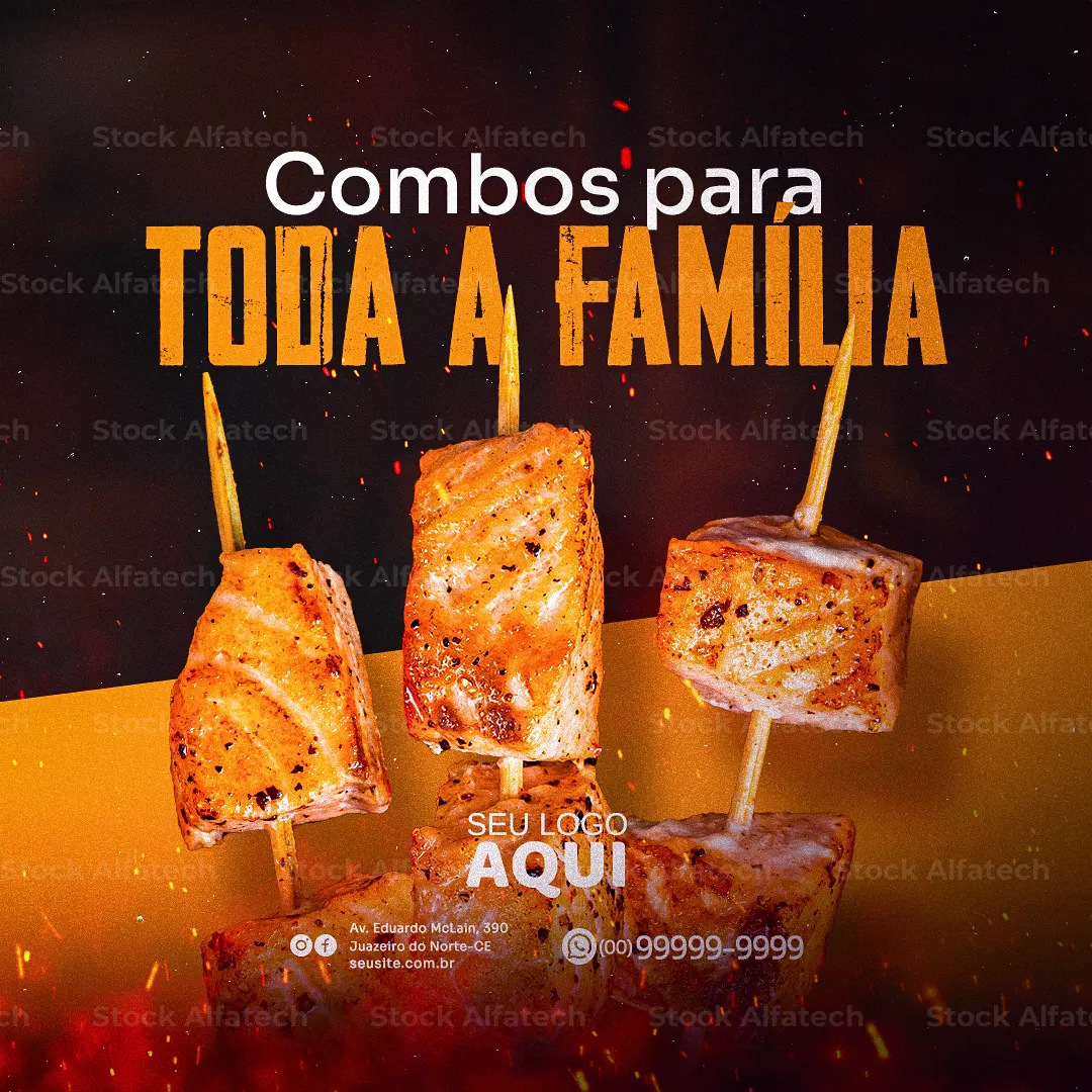 Psd flyer 100% editável com chamada para espetinho na brasa