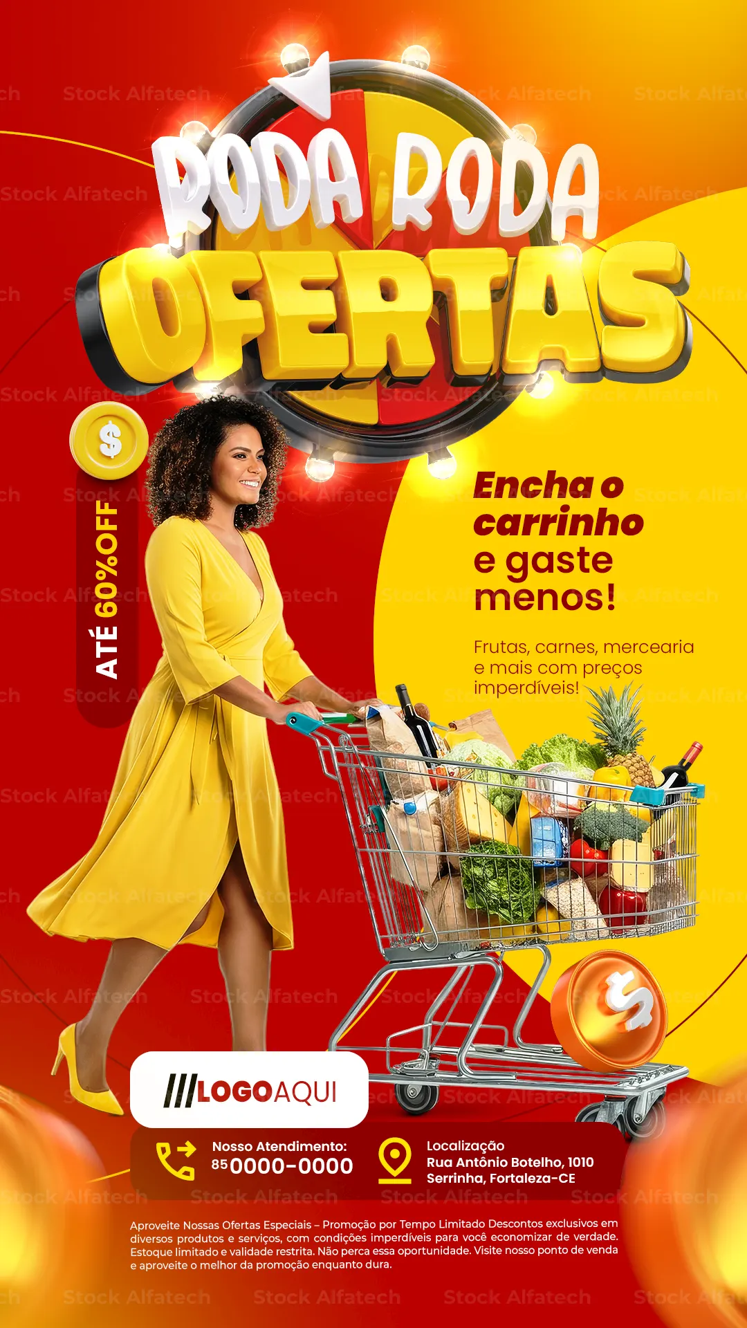 Roda de ofertas com prêmios e economia — Psd flyer 100% editável