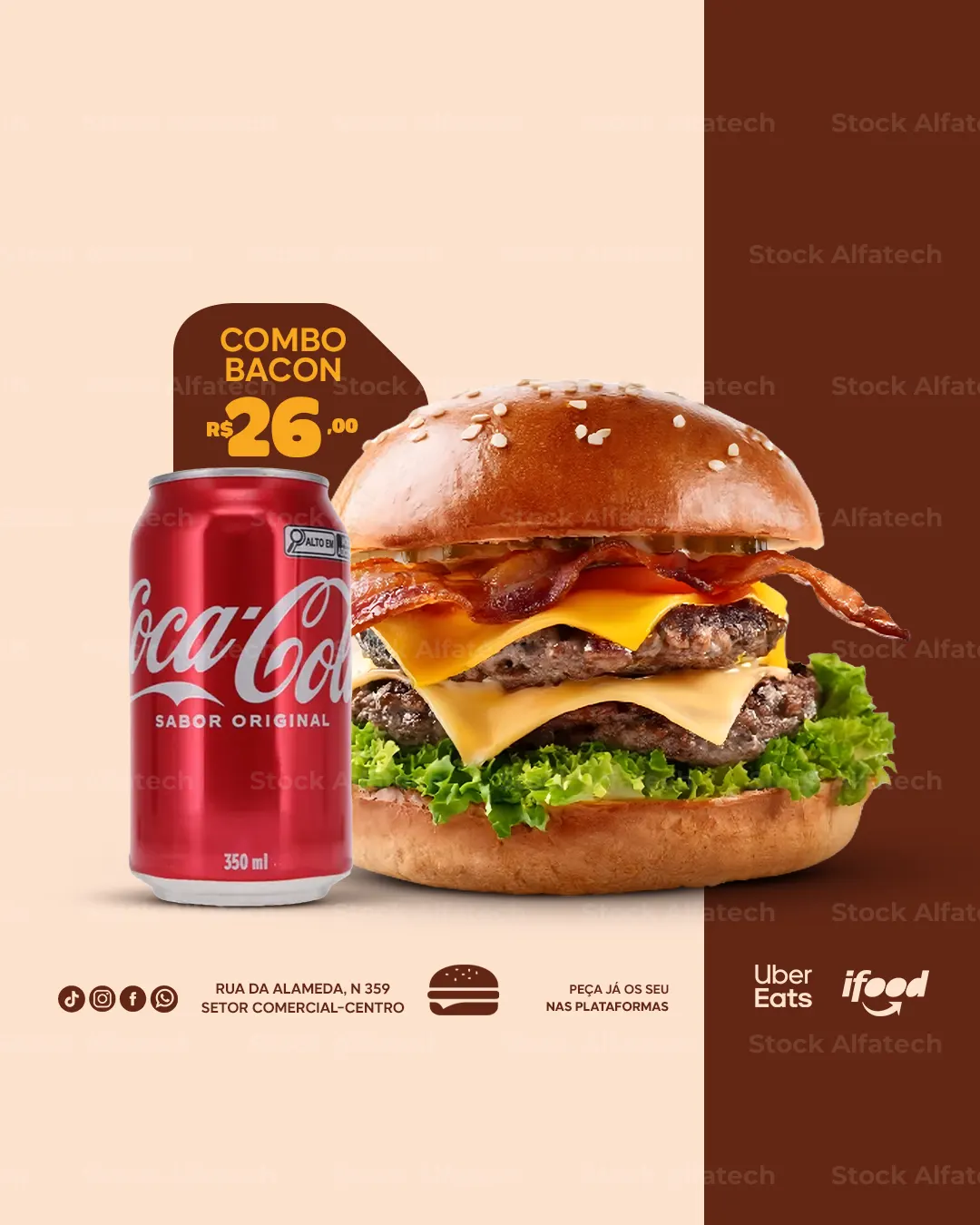 Hamburgueria premium no Feed com visual marcante e apetitoso — Psd flyer 100% editável