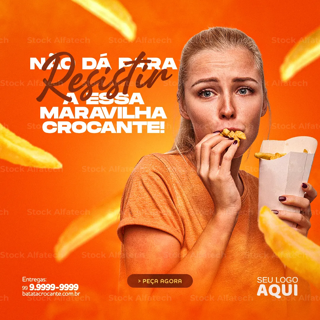Porção generosa de batata frita — Psd flyer 100% editável para promoção