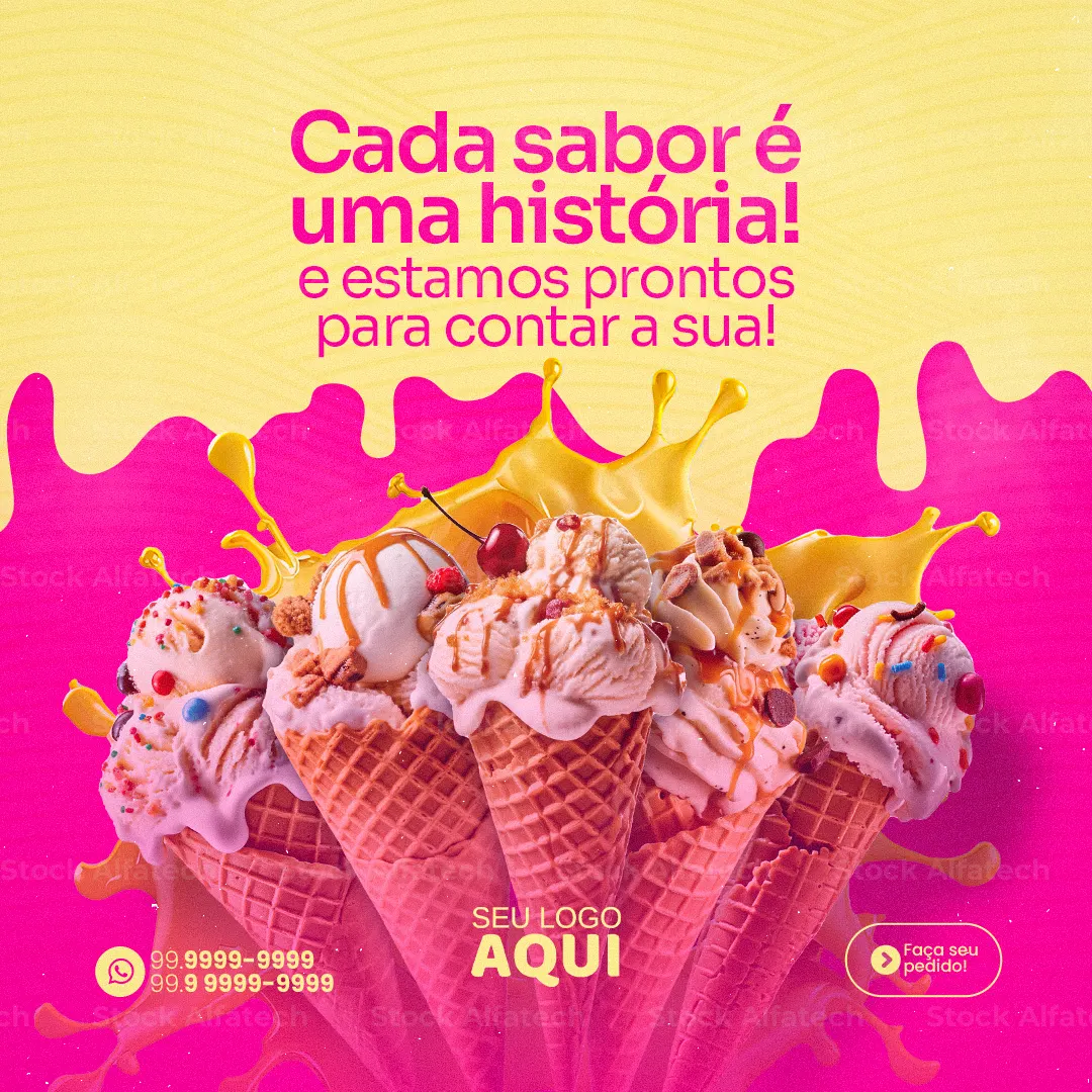 Sorvete especial para deixar o dia mais doce em Psd flyer 100% editável