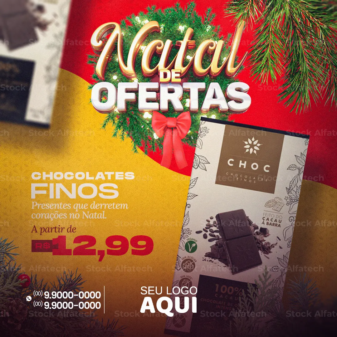 Psd flyer 100% editável com promoções natalinas para supermercado