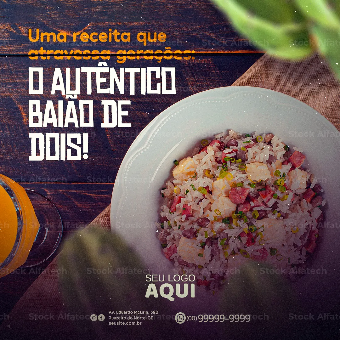 Baião de dois tradicional em Psd flyer 100% editável