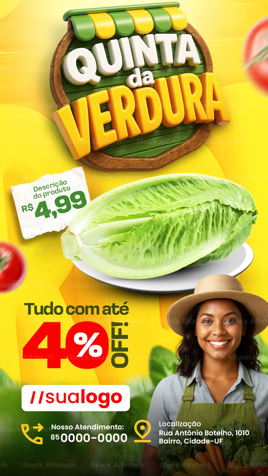 Quinta da verdura com frescor e preço baixo — Psd flyer 100% editável