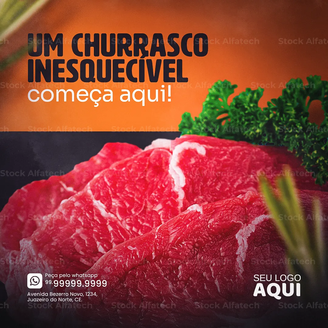 Carnes para churrasco no capricho — Psd flyer 100% editável