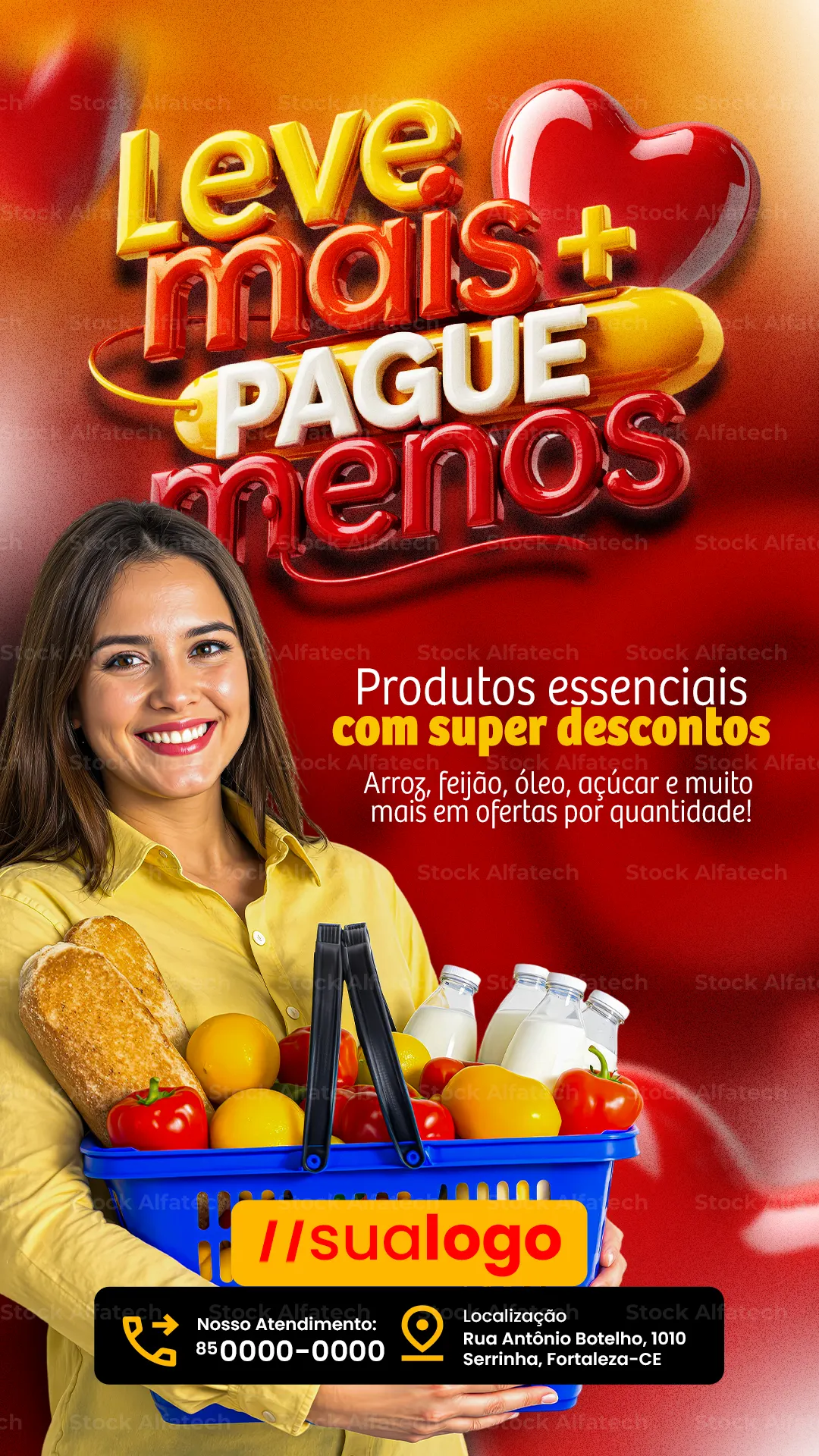 Leve mais e pague menos no mercado — Psd flyer 100% editável