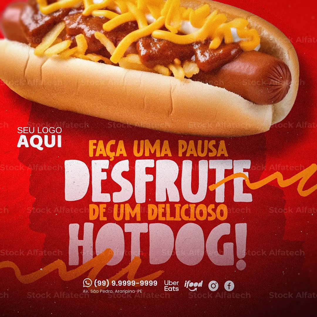 Psd flyer 100% editável para cachorro quente com cheddar e bacon