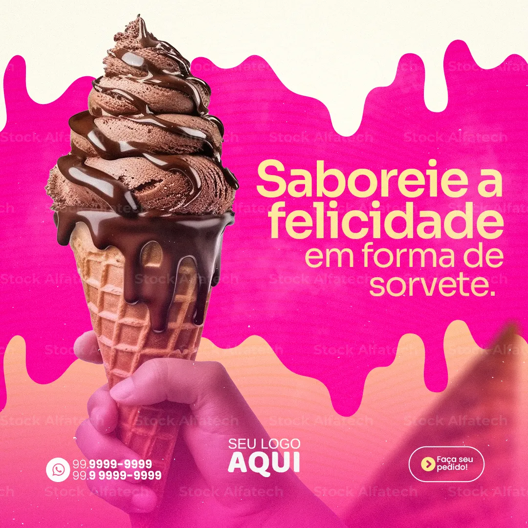 Psd flyer 100% editável com chamada para sorvete artesanal
