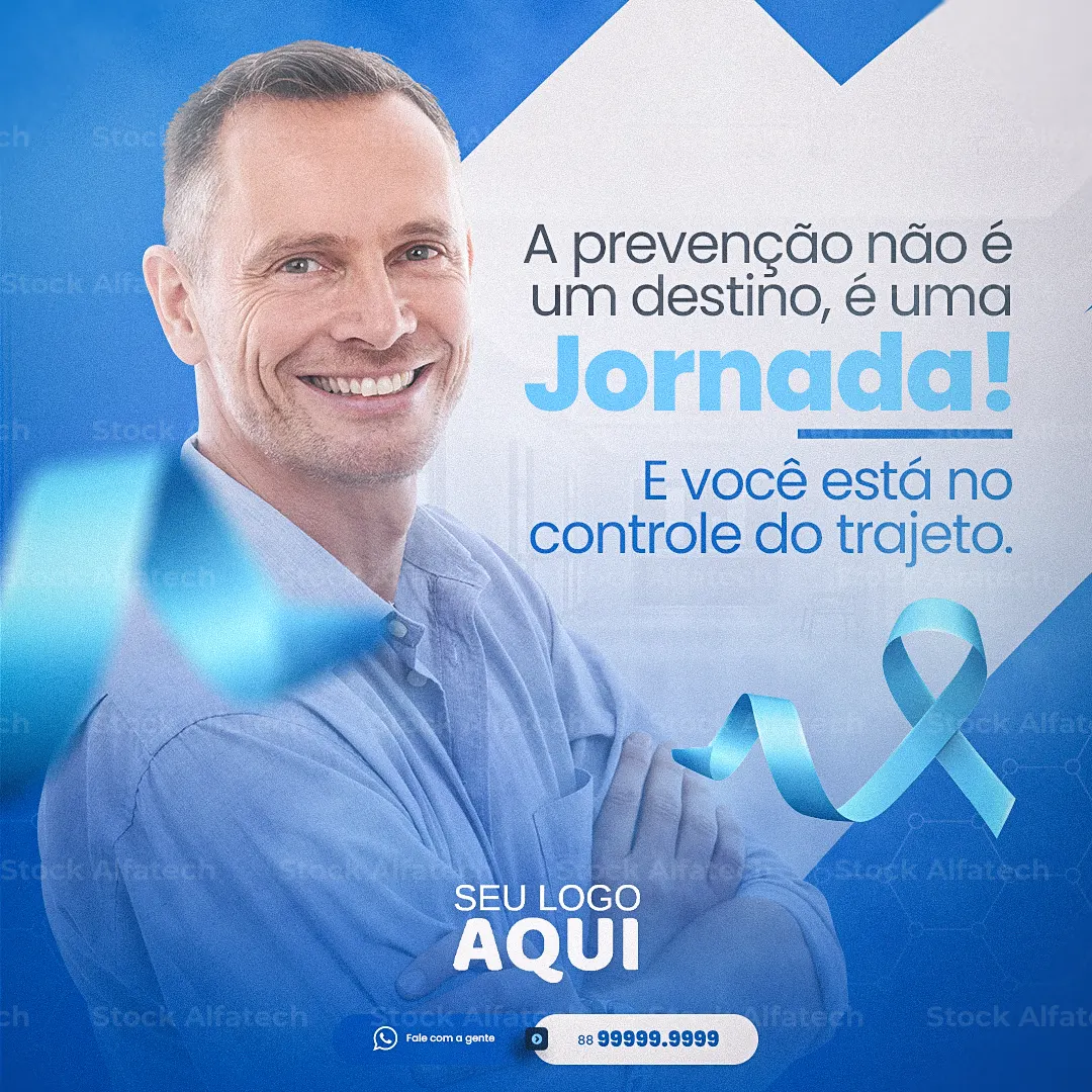 Novembro Azul com mensagem de força e cuidado em Psd flyer 100% editável