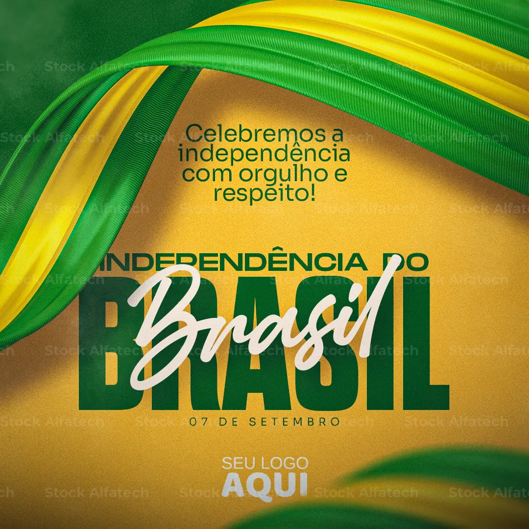 Psd flyer 100% editável para Independência do Brasil com tema verde e amarelo