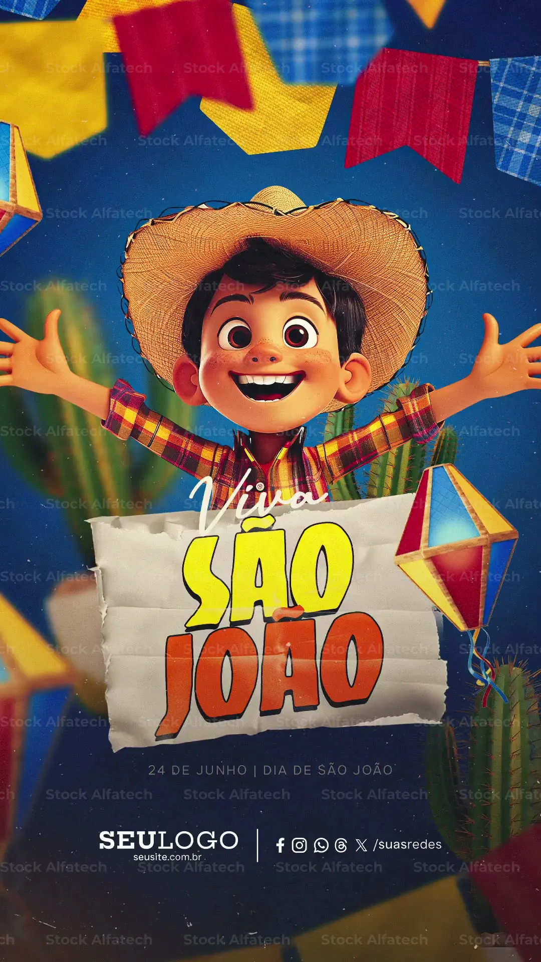 Storys Viva São João Menino Caipira Festa Junina After Effects Projeto 100% Editável