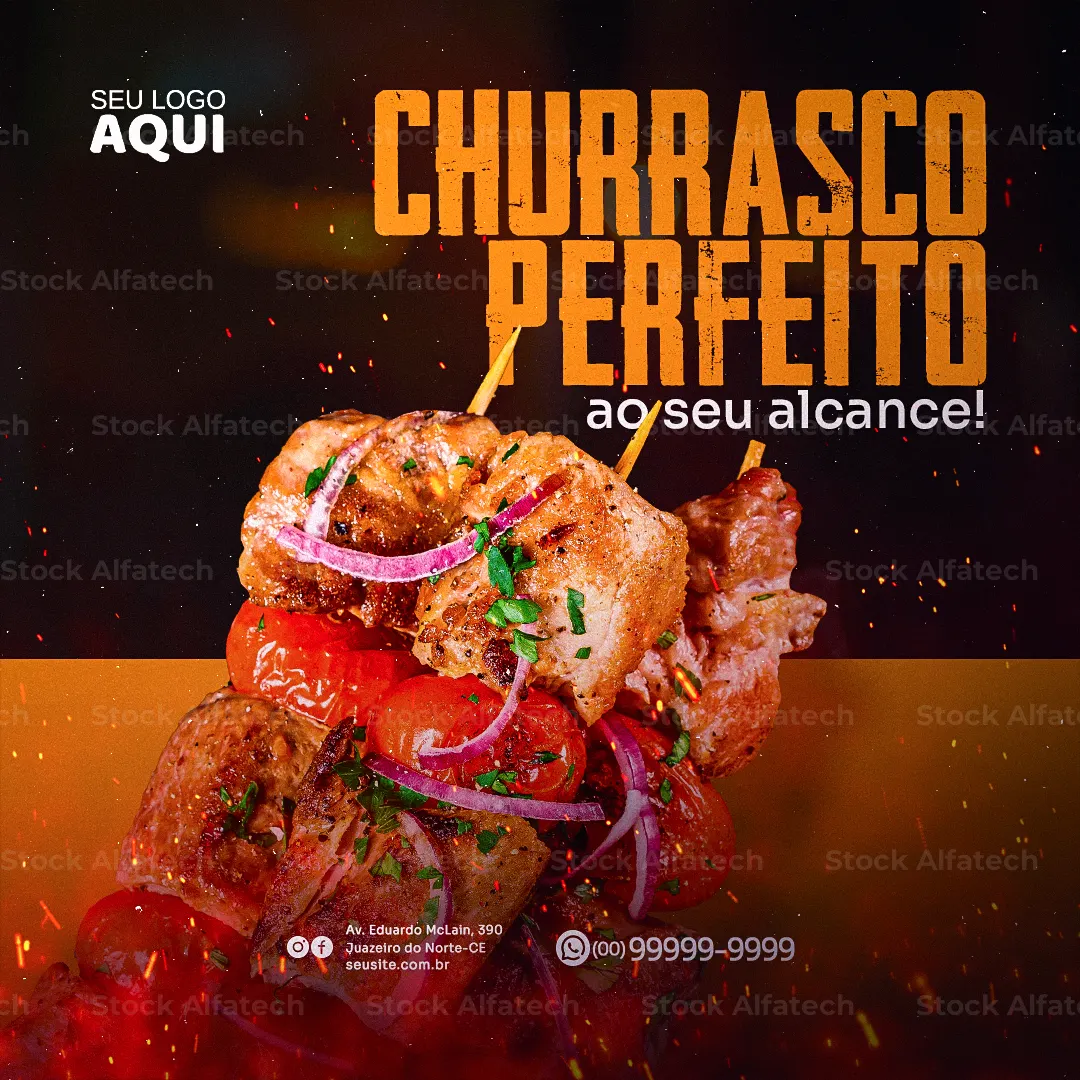 Espetinho saboroso para delivery em Psd flyer 100% editável