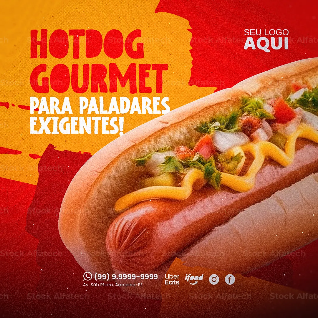 Hotdog caprichado para matar sua fome em Psd flyer 100% editável