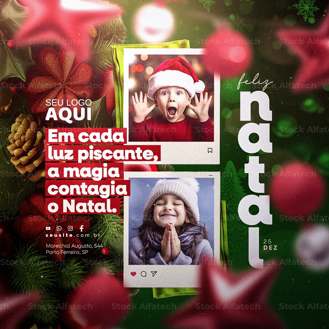 Então é Natal com luzes e decoração — Psd flyer 100% editável