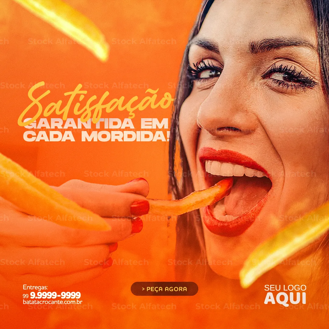 Psd flyer 100% editável para batata frita artesanal e crocante