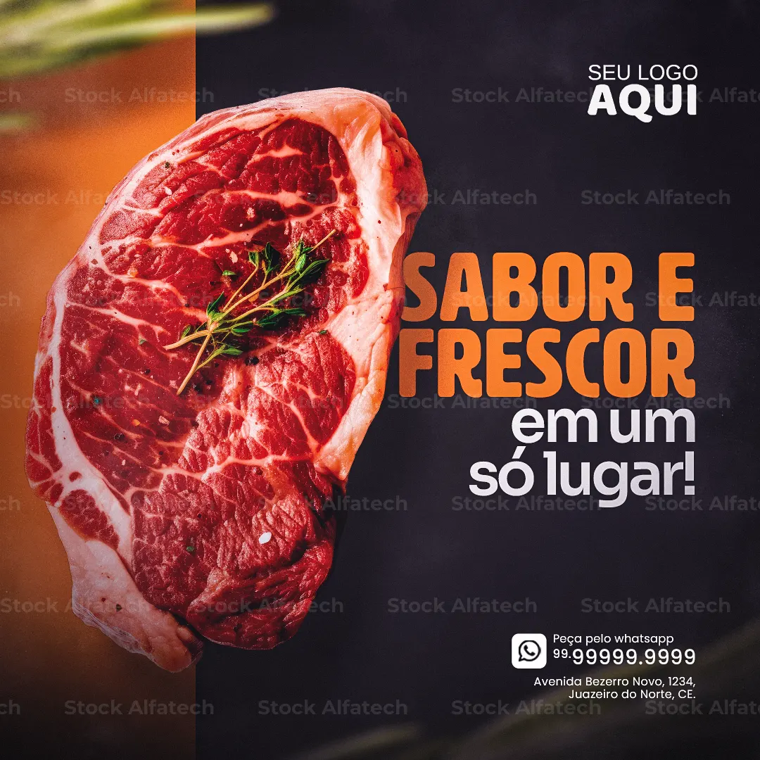 Carnes para almoço e churrasco em Psd flyer 100% editável