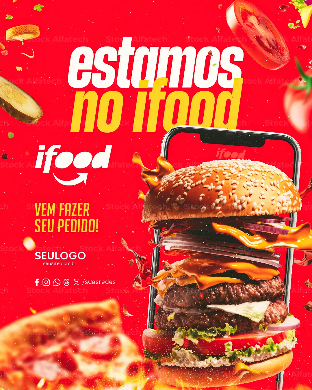 Sabor chegando até você com campanha de delivery Feed — Psd flyer 100% editável