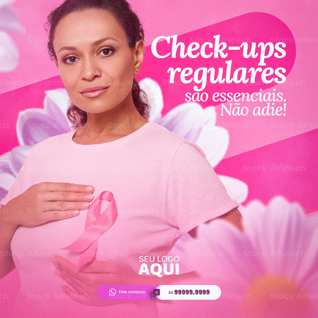 Psd flyer 100% editável para Outubro Rosa com mensagem institucional