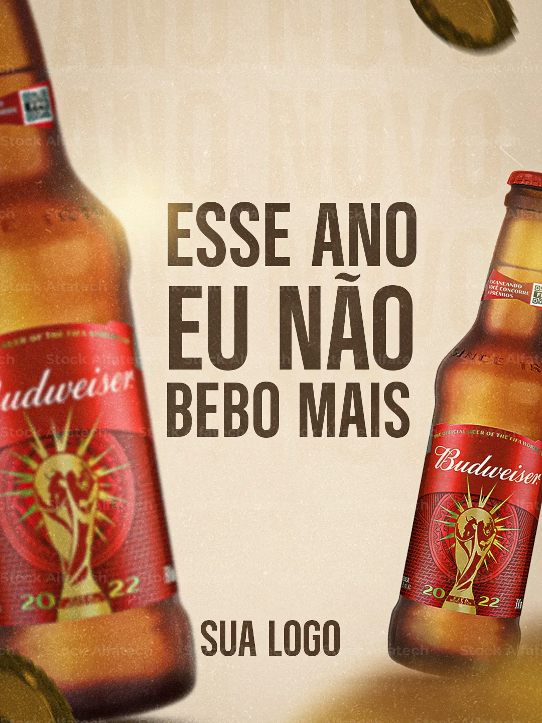 Esse ano eu não bebo mais… campanha criativa de Ano Novo para bebidas — Psd feed 100% editável
