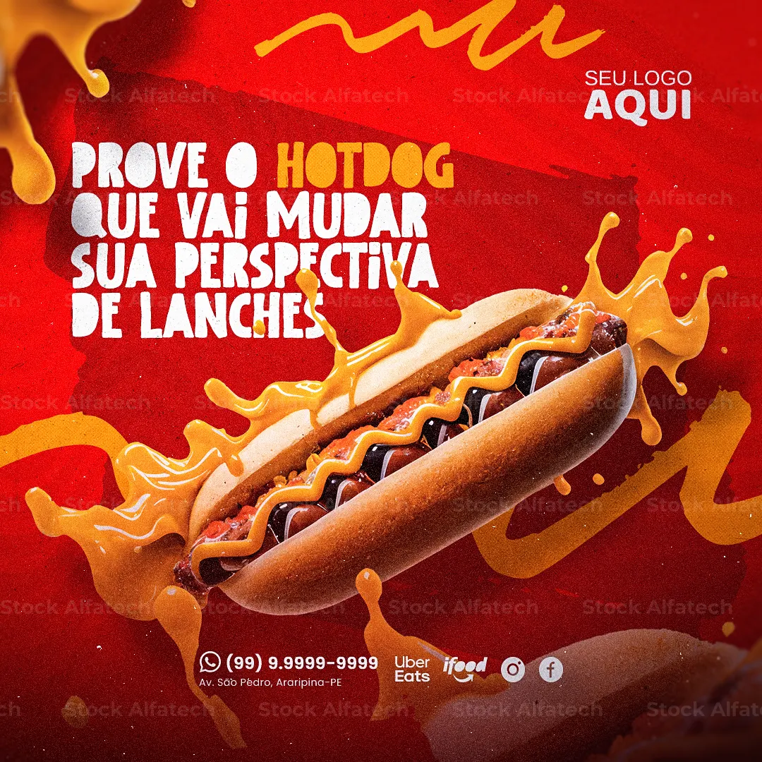 Cachorro quente saboroso para delivery em Psd flyer 100% editável