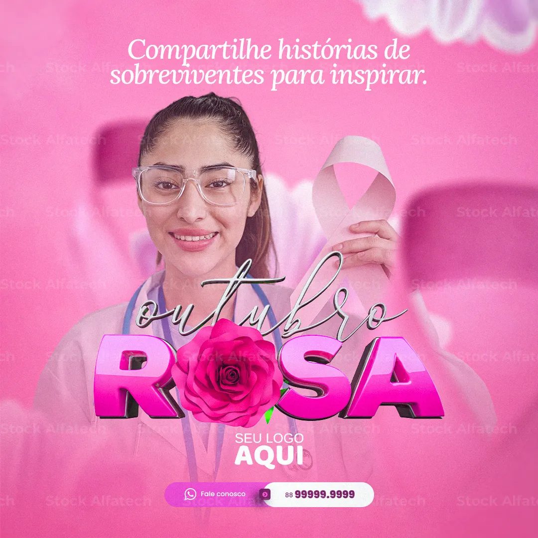 Psd flyer 100% editável com chamada para campanha Outubro Rosa