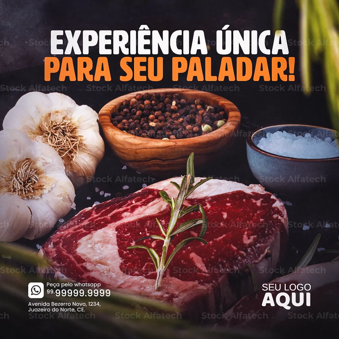 Frango, carne e linguiça em Psd flyer 100% editável para açougue