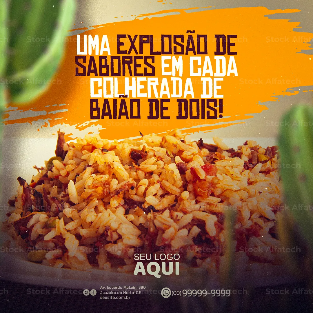 Baião de dois com carne de sol em Psd flyer 100% editável